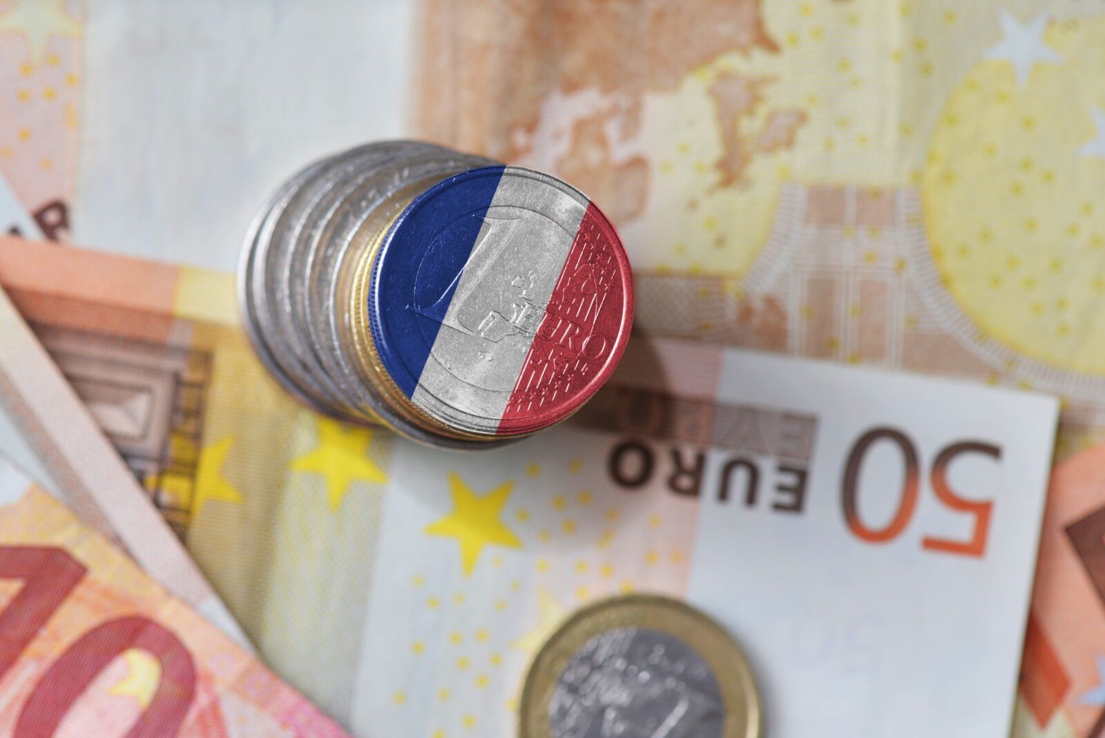 french flag on euro coin